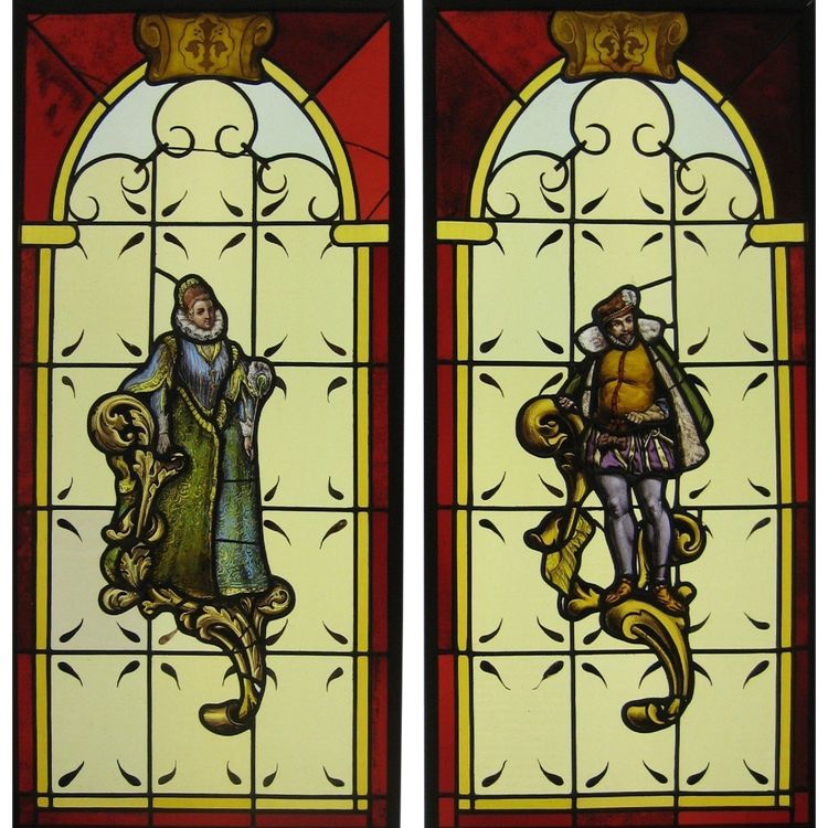 Stained glass - Stained glass windows - Renaissance style characters