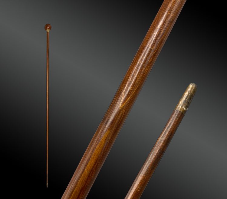 Canne Avec Pommeau Sphérique En Agate Orange