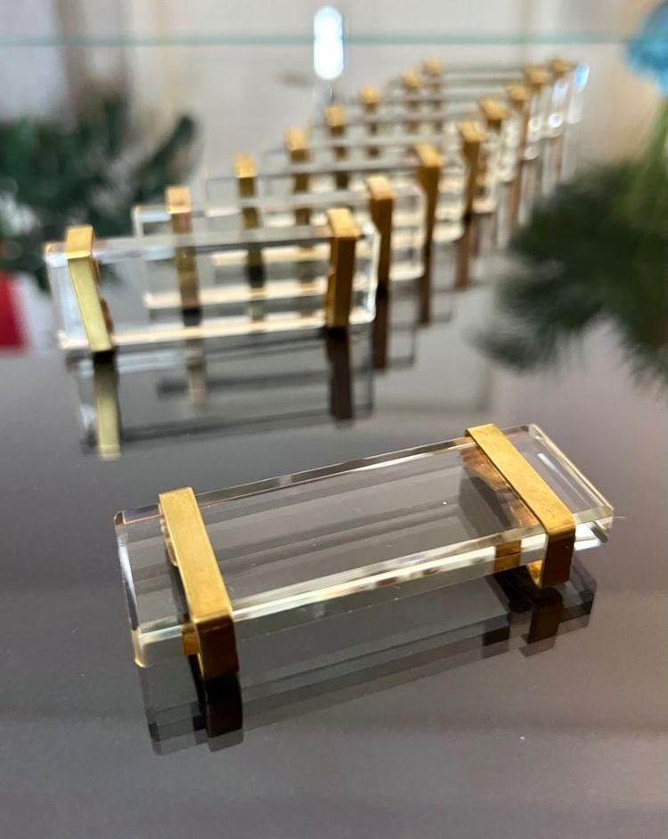 Poggiacoltelli Art Déco Modernista - Anelli in cristallo e ottone