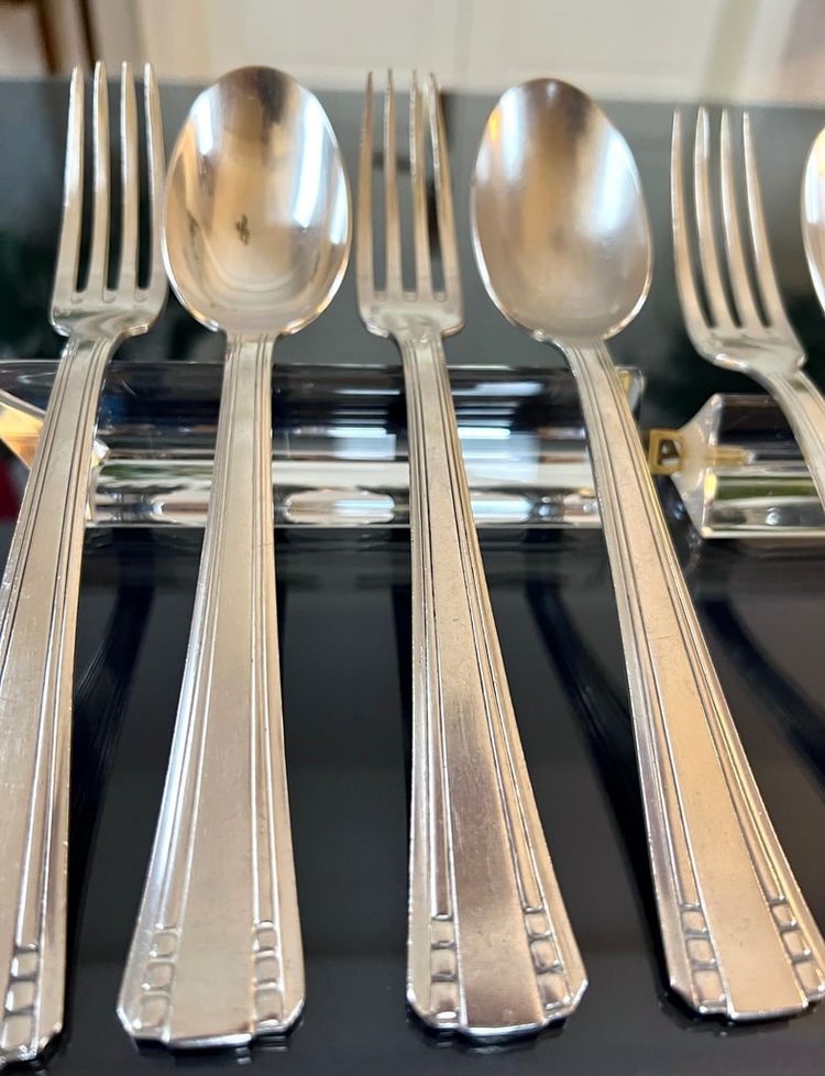 Art Deco White Metal Flatware - Goldsmith Roux Marquiand