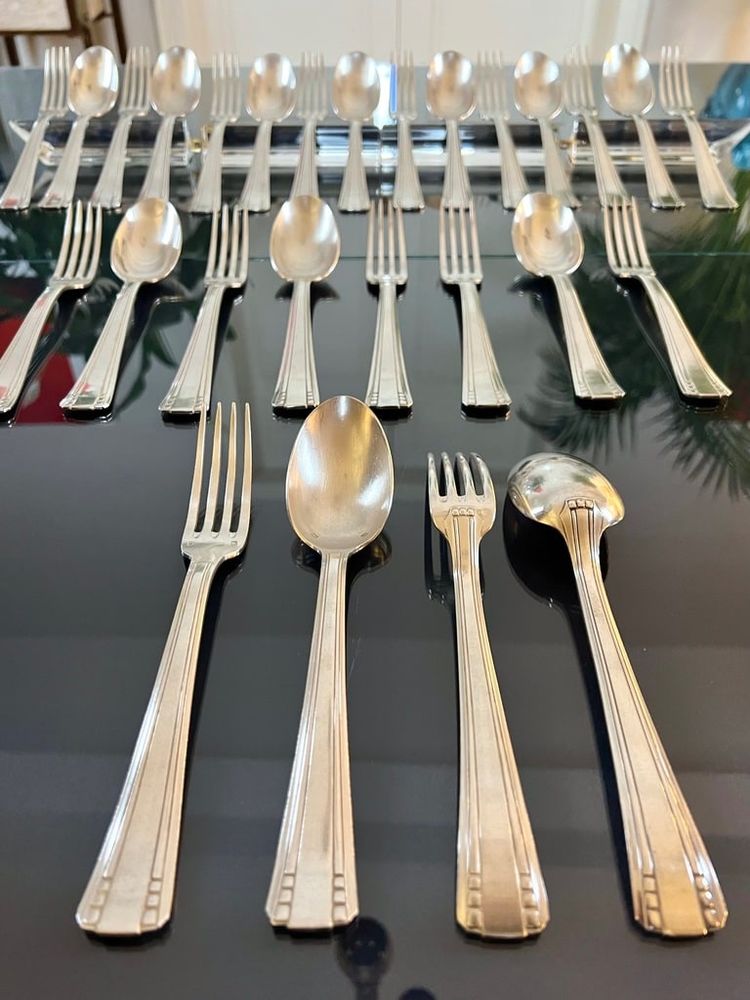 Art Deco White Metal Flatware - Goldsmith Roux Marquiand