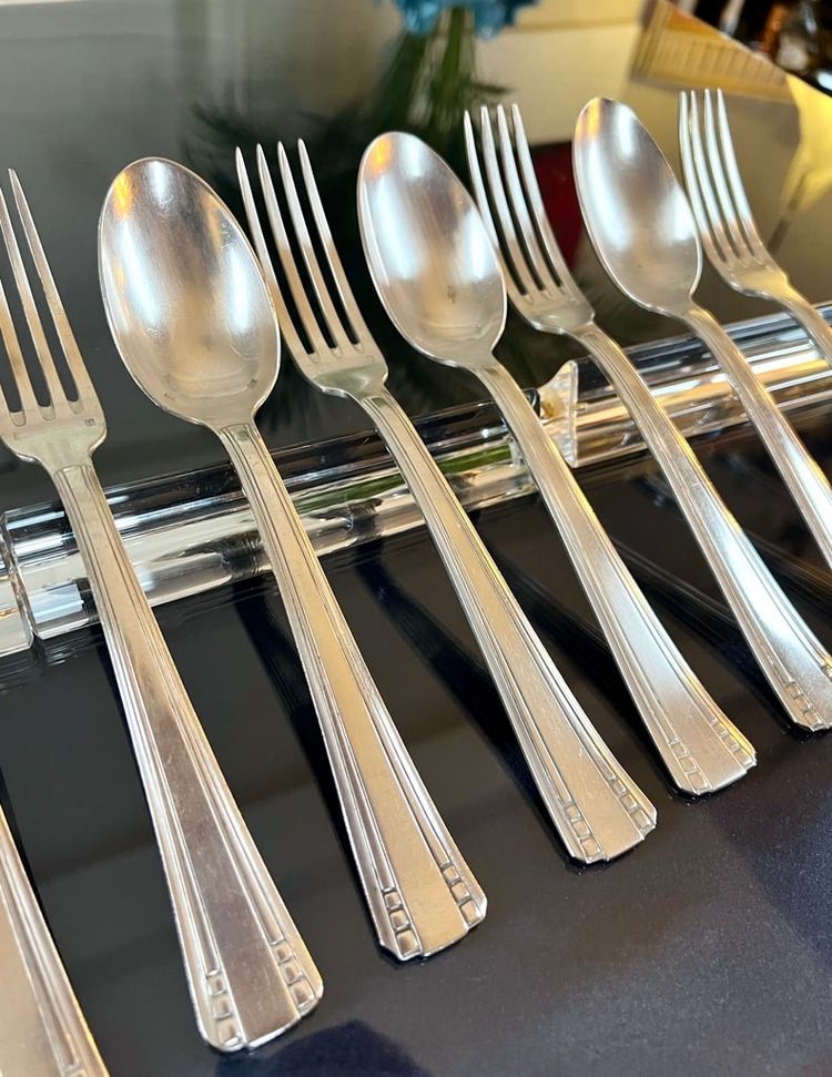 Art Deco White Metal Flatware - Goldsmith Roux Marquiand