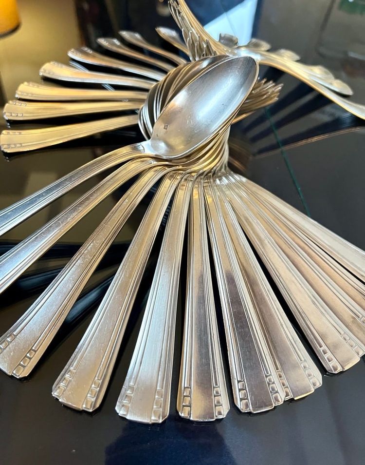 Art Deco White Metal Flatware - Goldsmith Roux Marquiand
