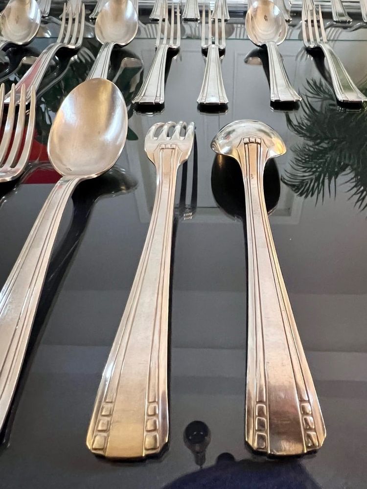 Art Deco White Metal Flatware - Goldsmith Roux Marquiand