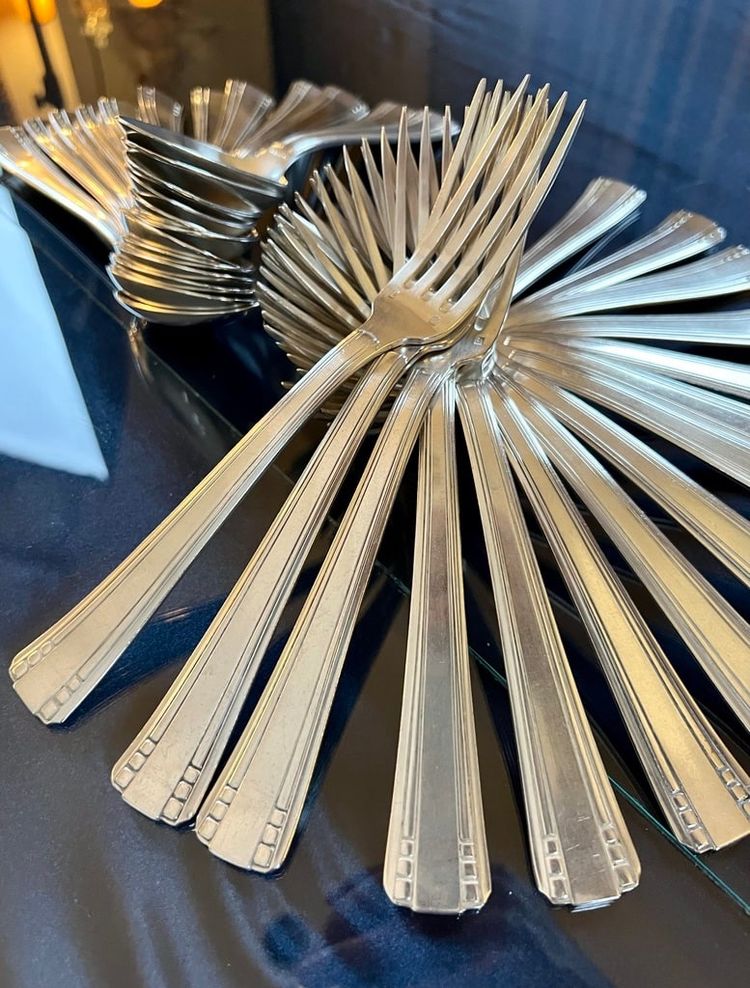 Art Deco White Metal Flatware - Goldsmith Roux Marquiand
