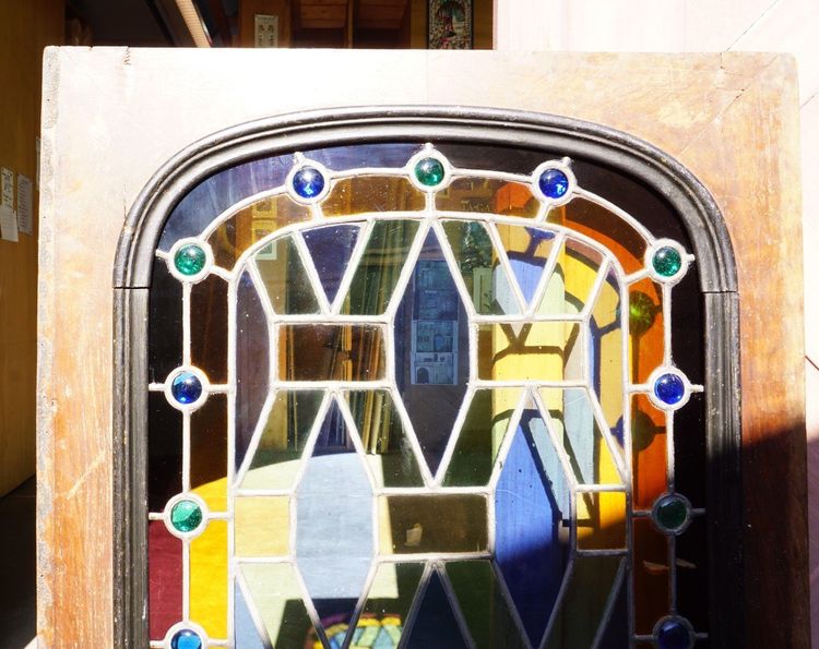 Stained glass - Stained glass windows - Colored glass with cabochons