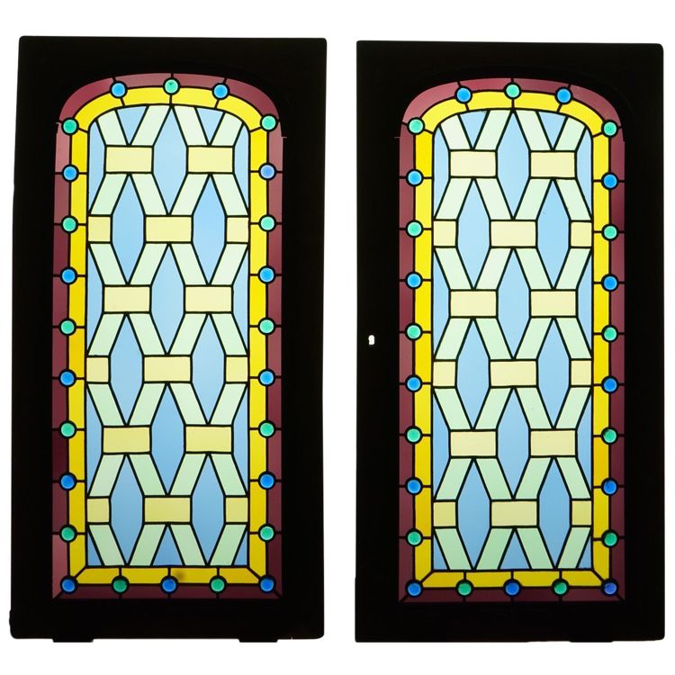 Stained glass - Stained glass windows - Colored glass with cabochons
