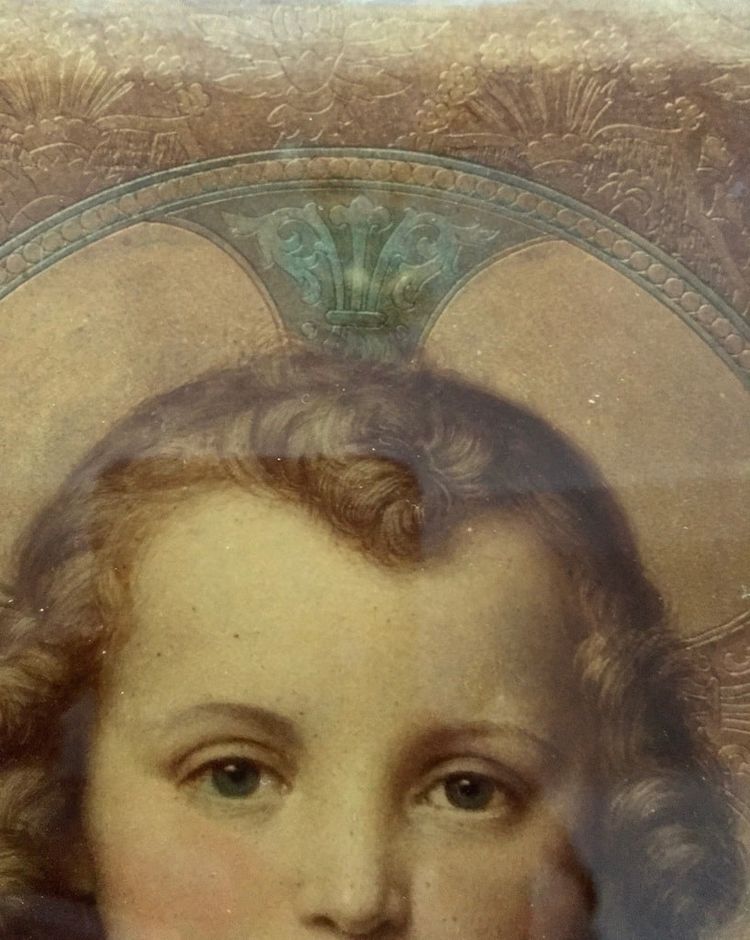 Portrait Religieux Peint Fixé Sous Verre