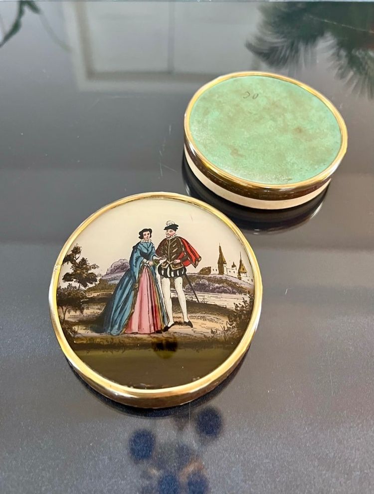 Boîte à Dragées Bonbons - Brass Painted Under Glass