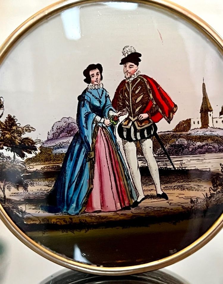 Boîte à Dragées Bonbons - Brass Painted Under Glass