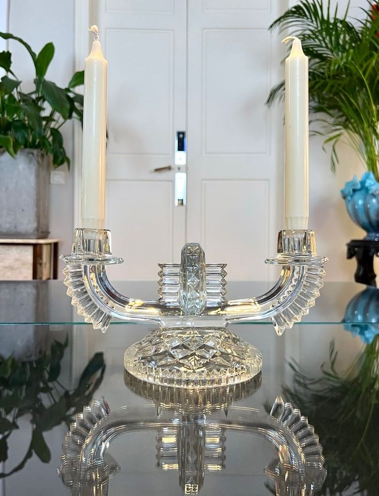 Glass candlestick - Art Déco