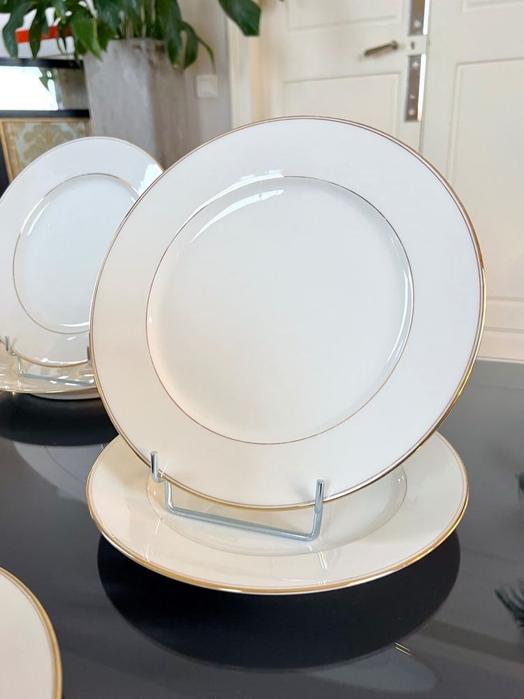 Servizio di piatti da dessert - Porcelaine De Limoges Bourganeuf - Filetti in oro fino