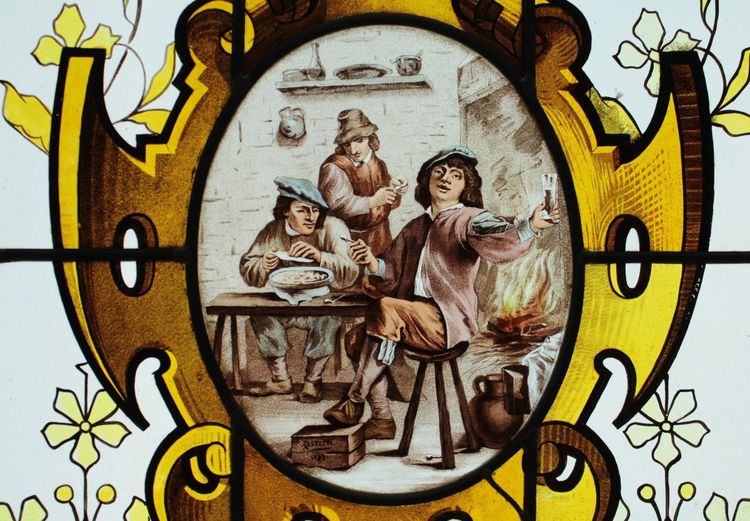 Vitrail - Vitraux - Scène De Taverne