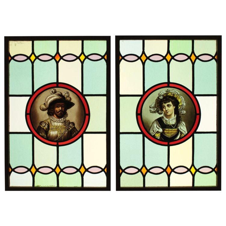 Vetrate artistiche - Vetrate artistiche - Coppia in abiti rinascimentali