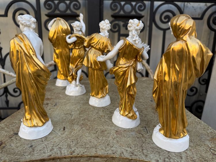 Set of 6 porcelain figures CAPODIMONTE, Naples, Italy
