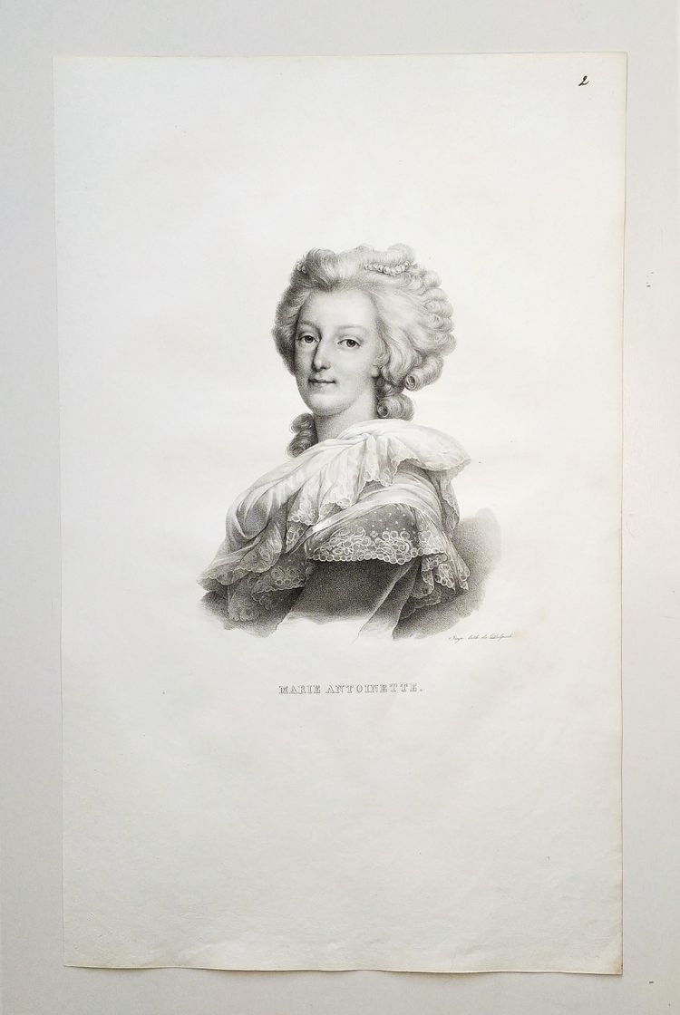 Ritratto storico Maria Antonietta Litografia antica di Delpech del XIX secolo