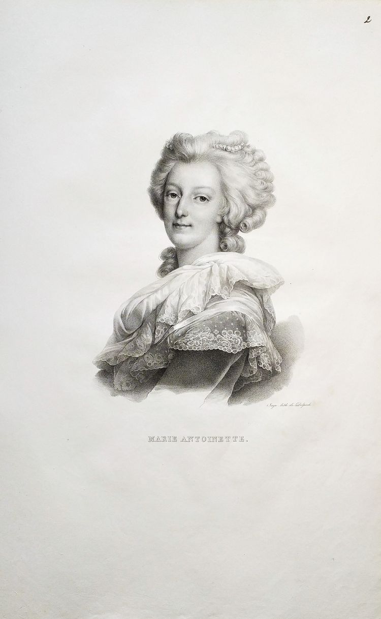 Ritratto storico Maria Antonietta Litografia antica di Delpech del XIX secolo