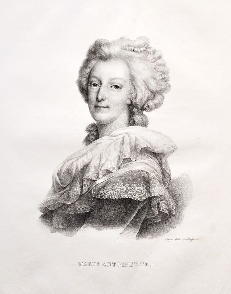 Ritratto storico Maria Antonietta Litografia antica di Delpech del XIX secolo