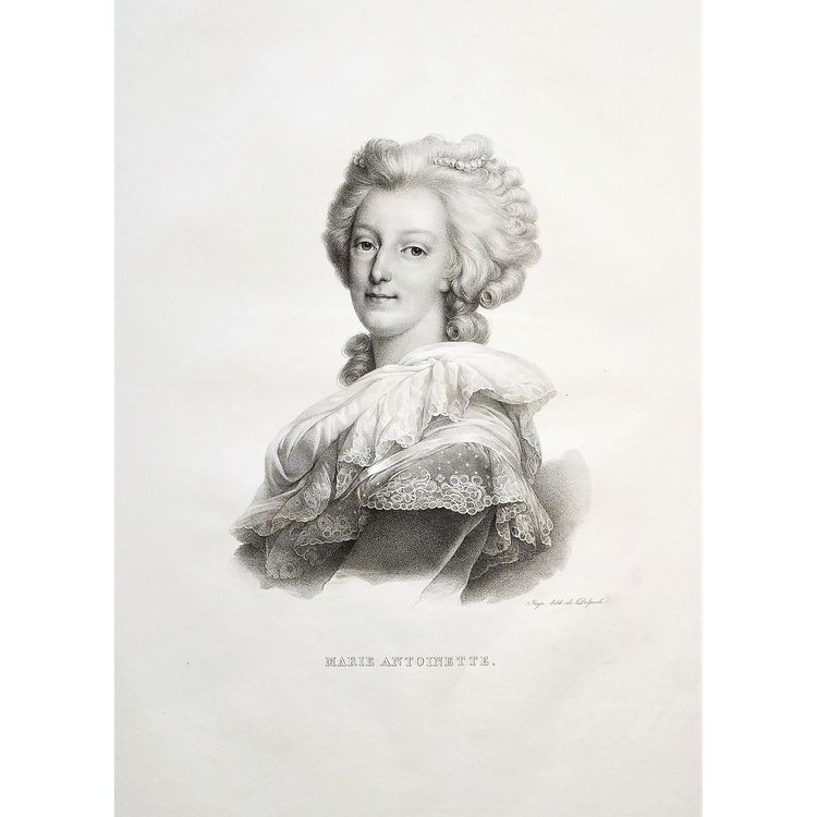 Ritratto storico Maria Antonietta Litografia antica di Delpech del XIX secolo