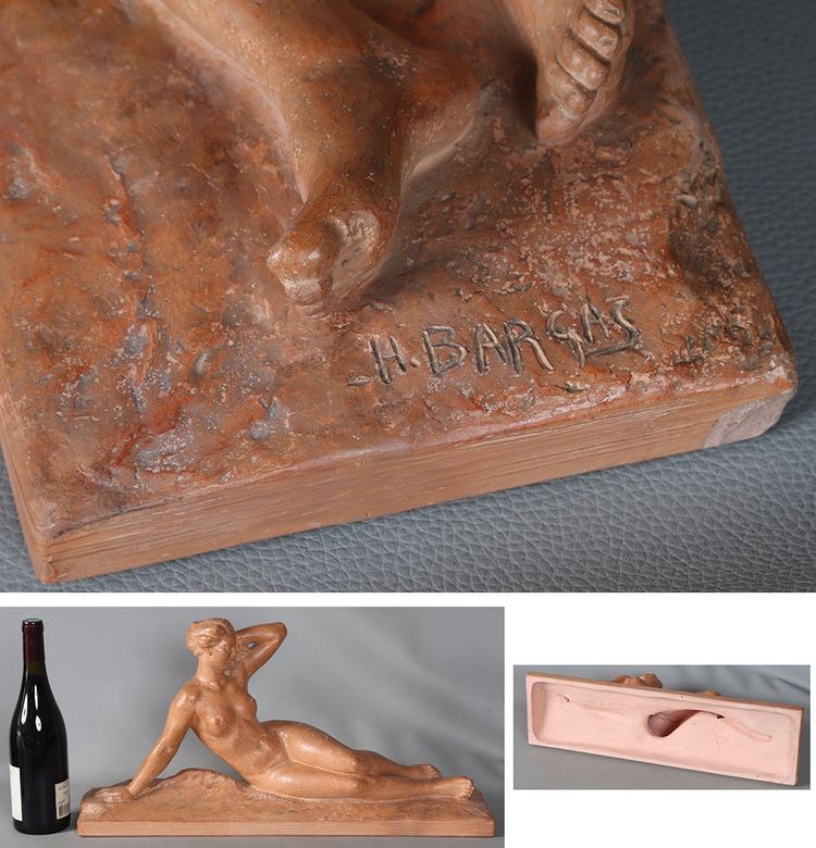 Terre cuite Art Déco, de Henri BARGAS nue féminin