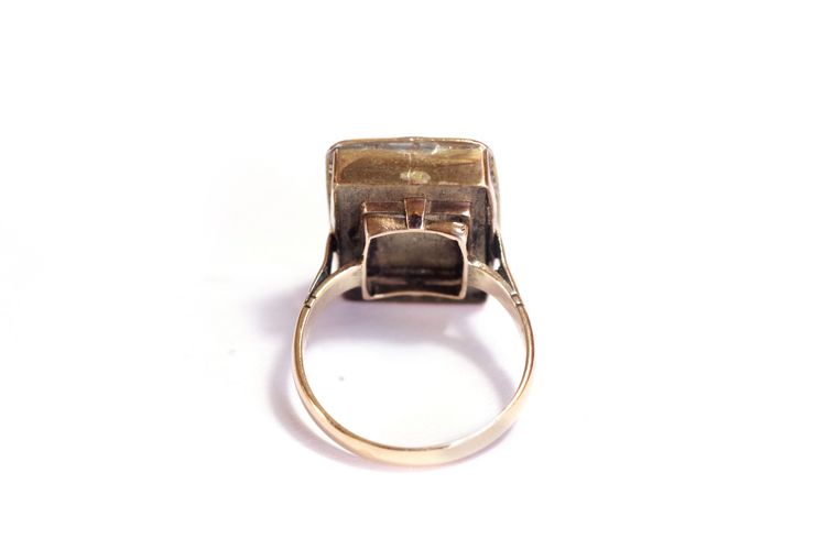 Victorian dog ring, Portrait miniature dog ring, 9k gold, England, Spaniel brittany