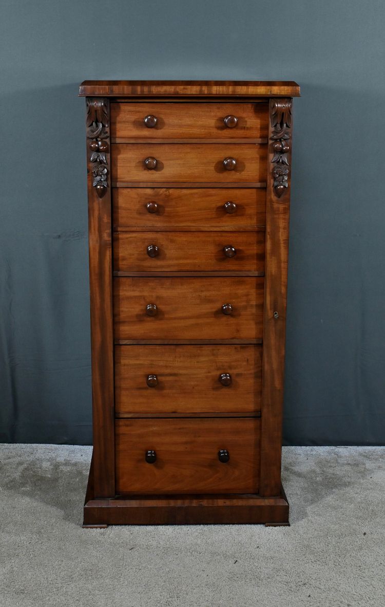 Petit Secrétaire Wellington en Acajou, époque Victorienne, Angleterre – 2ème partie XIXe