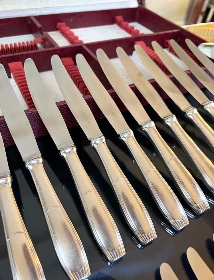 Alfénide Metal Cutlery - Ménagère Art Déco Christofle - Métal Blanc
