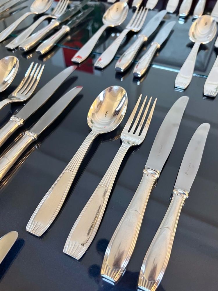 Alfénide Metal Cutlery - Ménagère Art Déco Christofle - Métal Blanc