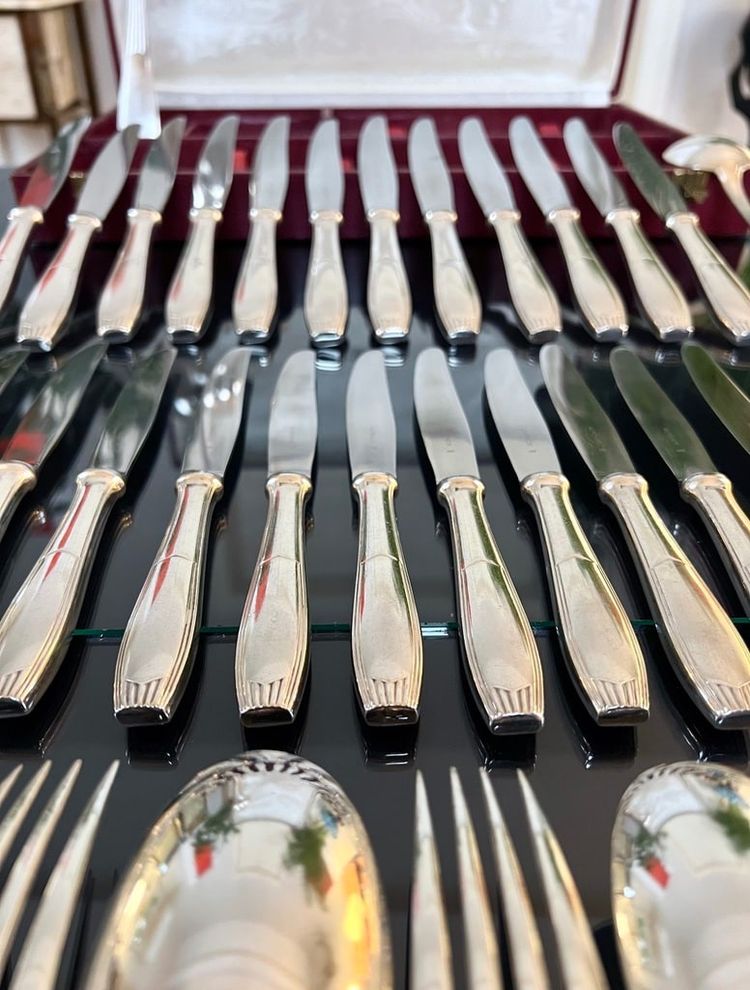 Alfénide Metal Cutlery - Ménagère Art Déco Christofle - Métal Blanc
