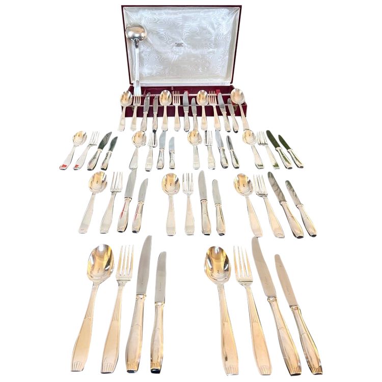 Alfénide Metal Cutlery - Ménagère Art Déco Christofle - Métal Blanc