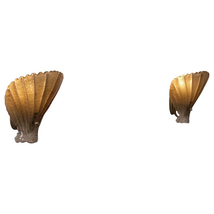 Paar „Coquillage“-Wandleuchten von Vetri Murano