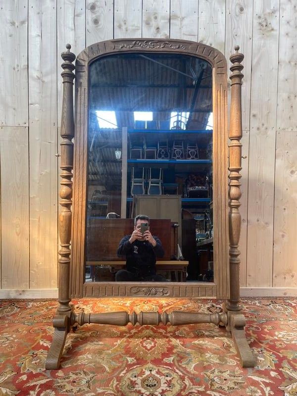 Mirror - Psyche in solid oak Napoleon III
