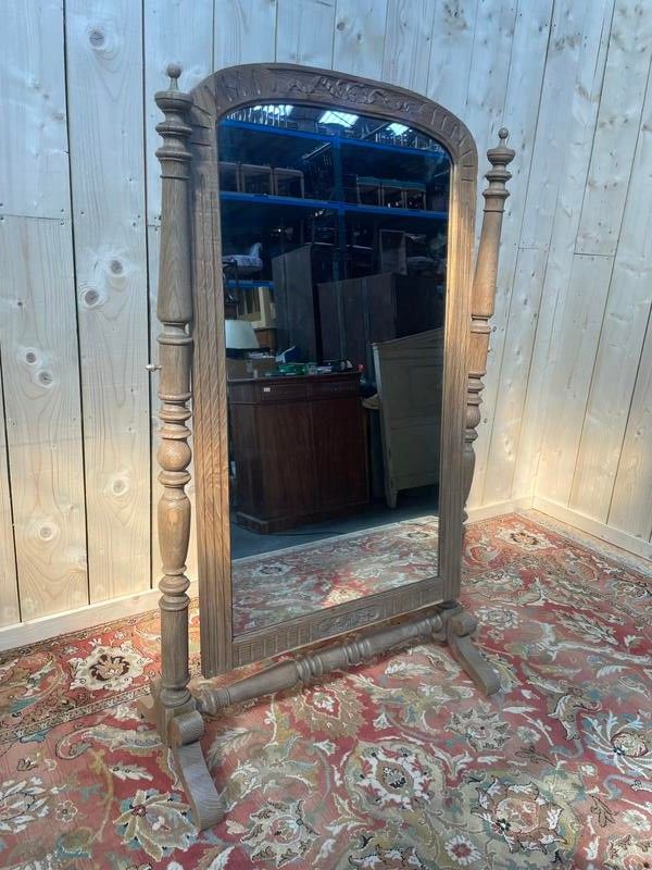 Mirror - Psyche in solid oak Napoleon III