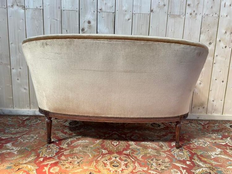 Sofa - Louis XVI style bench in frozen brown velvet