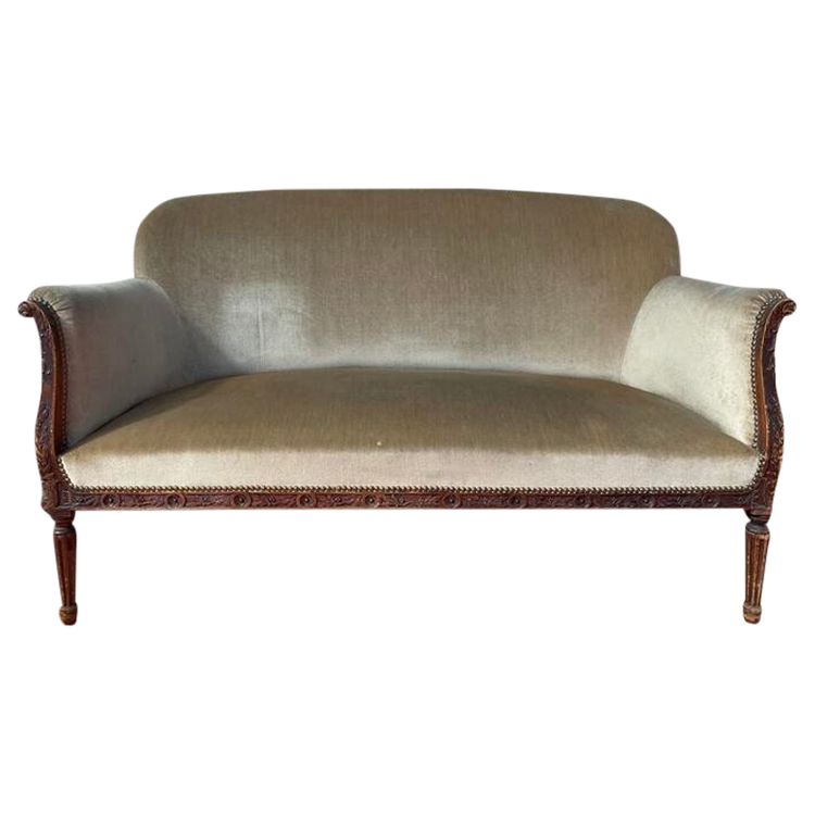 Sofa - Louis XVI style bench in frozen brown velvet