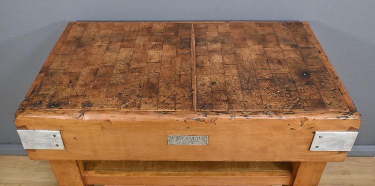 Butcher's Block in Solid Beech, X.Aubert Factory – 1950