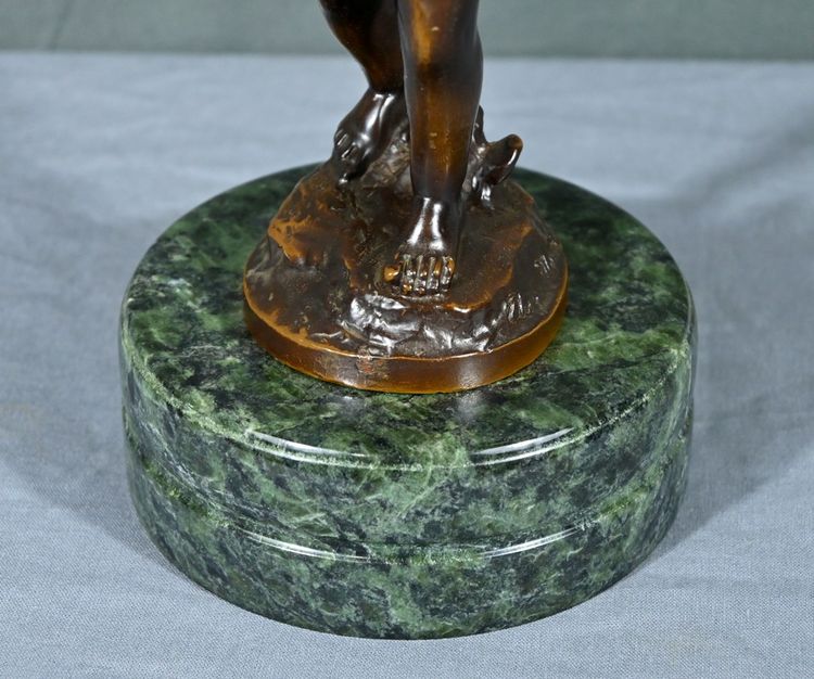 Putto in bronzo con tamburello, firmato A.Moreau – fine XIX secolo