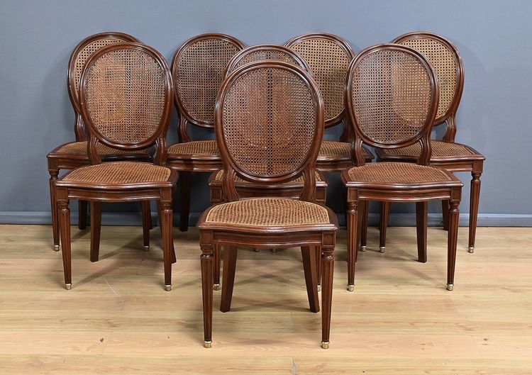 Set of 8 Mahogany Chairs, Louis XVI style – Late 19th century