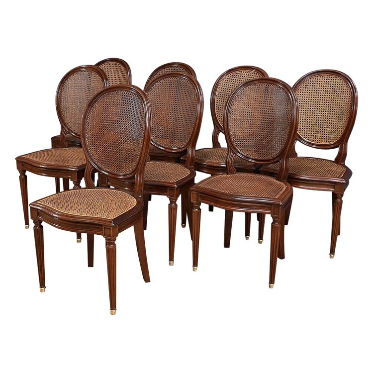 Set of 8 Mahogany Chairs, Louis XVI style – Late 19th century