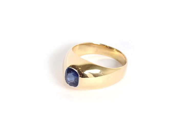 Bague jonc saphir en or 18 karats, bague jonc, saphir naturel, bague vintage
