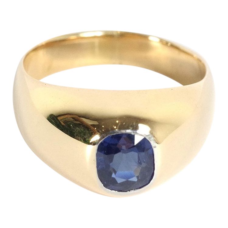 Bague jonc saphir en or 18 karats, bague jonc, saphir naturel, bague vintage