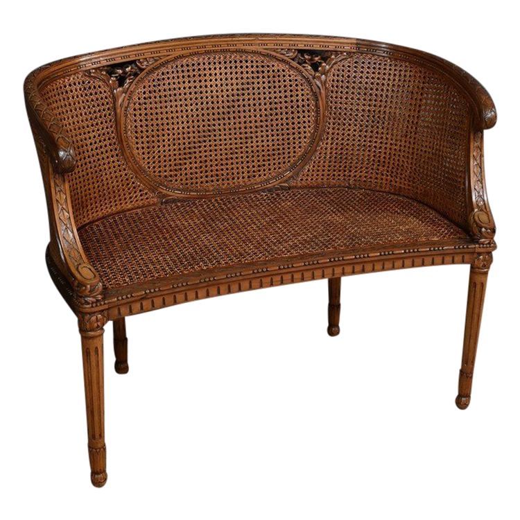 Louis XVI style walnut basket bench – 2nd part of the 19th century
