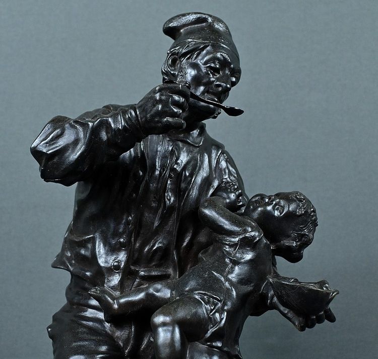 Bronzo “Il primo pasto” di V. Rousseau – Inizio XX secolo