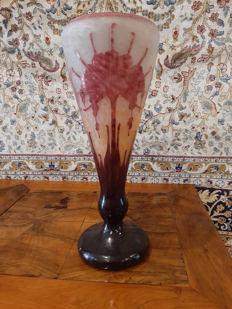 Vaso di rododendro in vetro Art Déco francese - C. Schneider 1927/1928