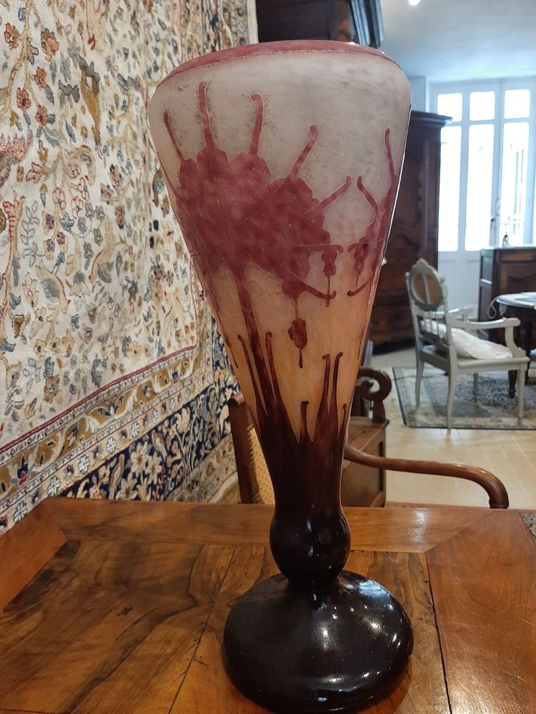 Vaso di rododendro in vetro Art Déco francese - C. Schneider 1927/1928