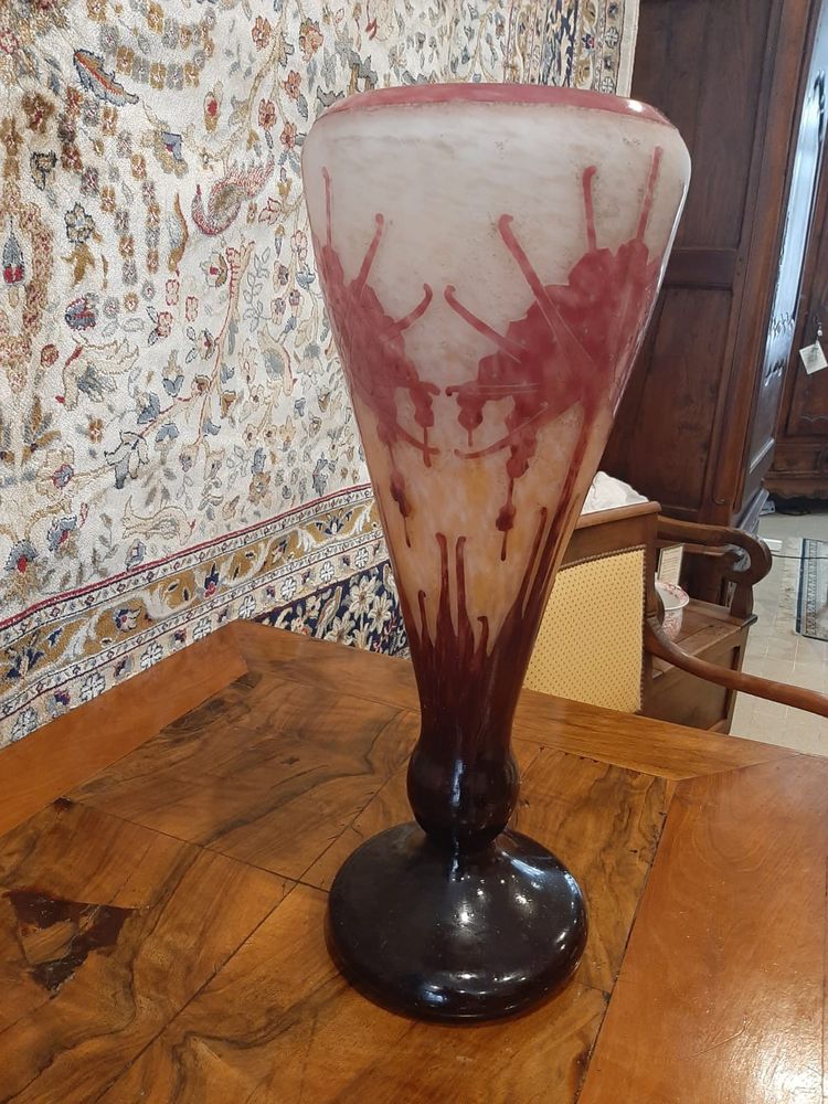 Vaso di rododendro in vetro Art Déco francese - C. Schneider 1927/1928