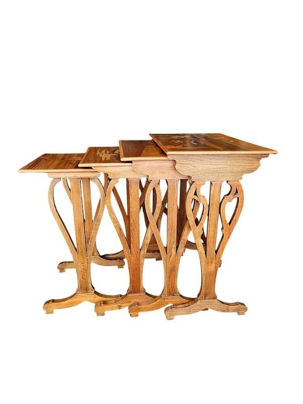 Emile Gallé Art Nouveau Nesting Table "Narcissus"