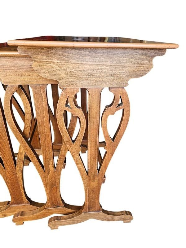 Emile Gallé Art Nouveau Nesting Table "Narcissus"
