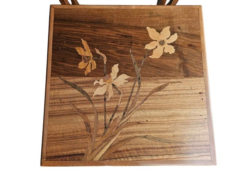 Emile Gallé Art Nouveau Nesting Table "Narcissus"