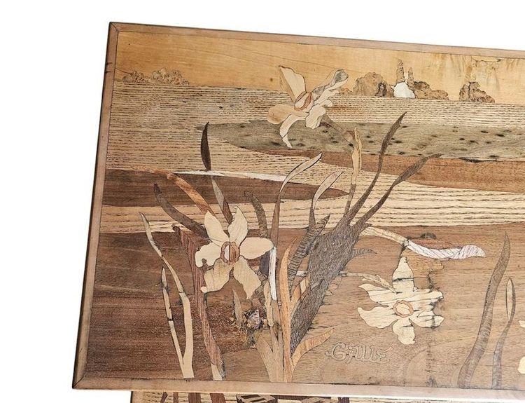 Emile Gallé Art Nouveau Nesting Table "Narcissus"